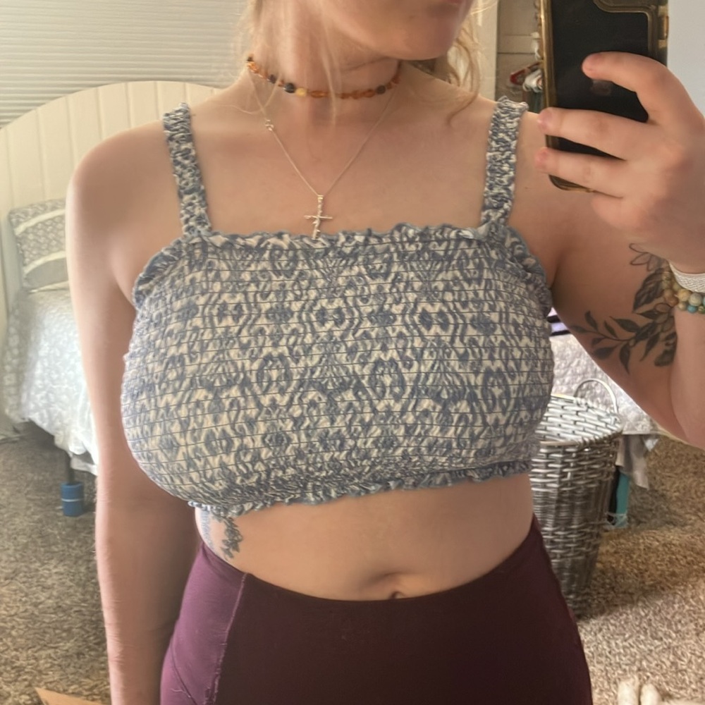 Streetwear Society Blue and White Crop Tank Top